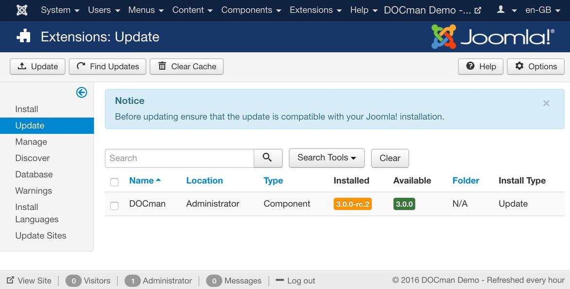 Joomla updater is now supported.