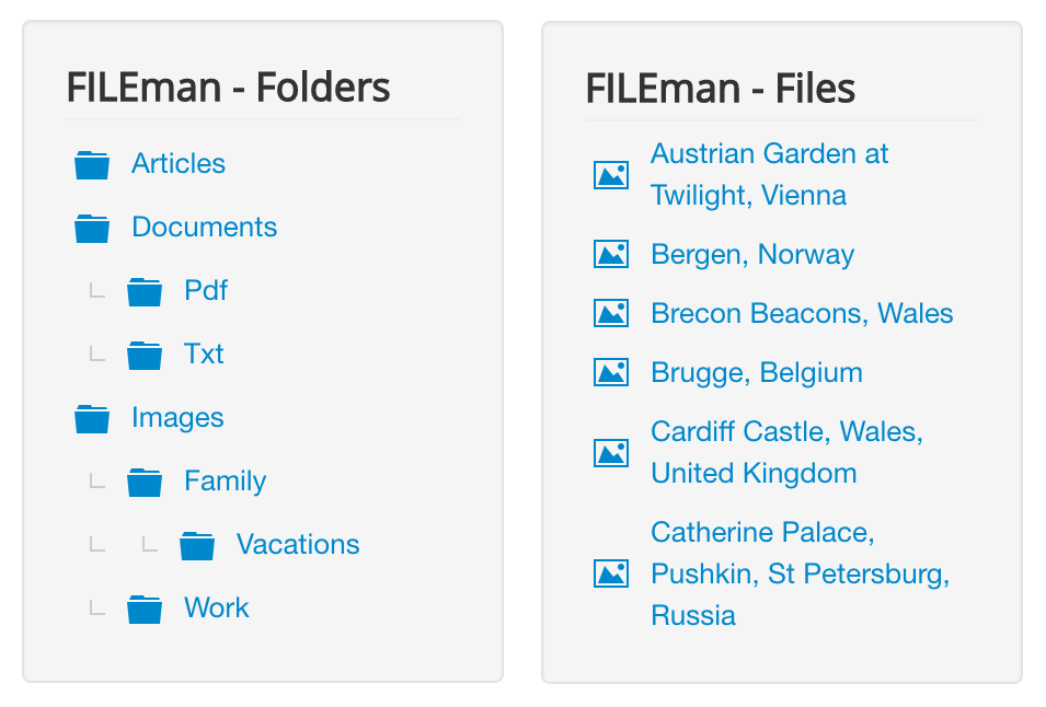 Screenshot of FILEman Files and Folders modules