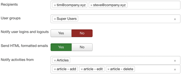 Notify plugin settings.