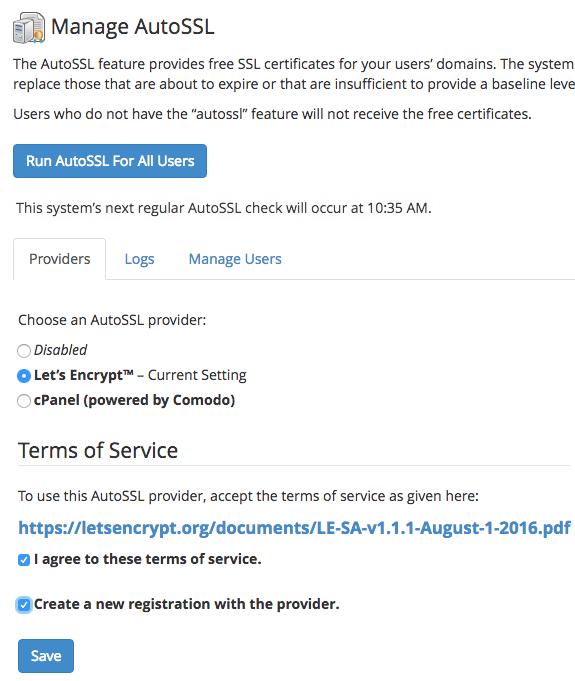 AutoSSL configuration