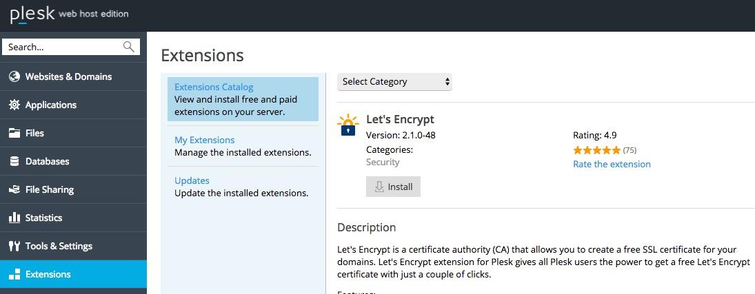 Install Let's Encrypt extension.