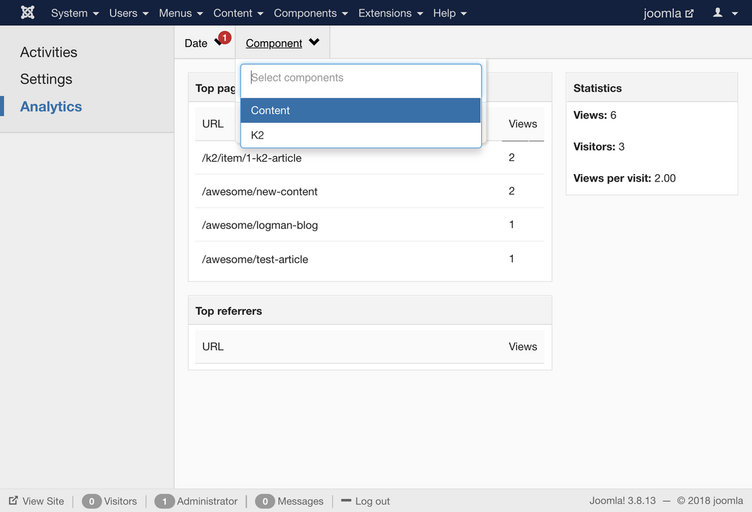 LOGman Analytics component selector