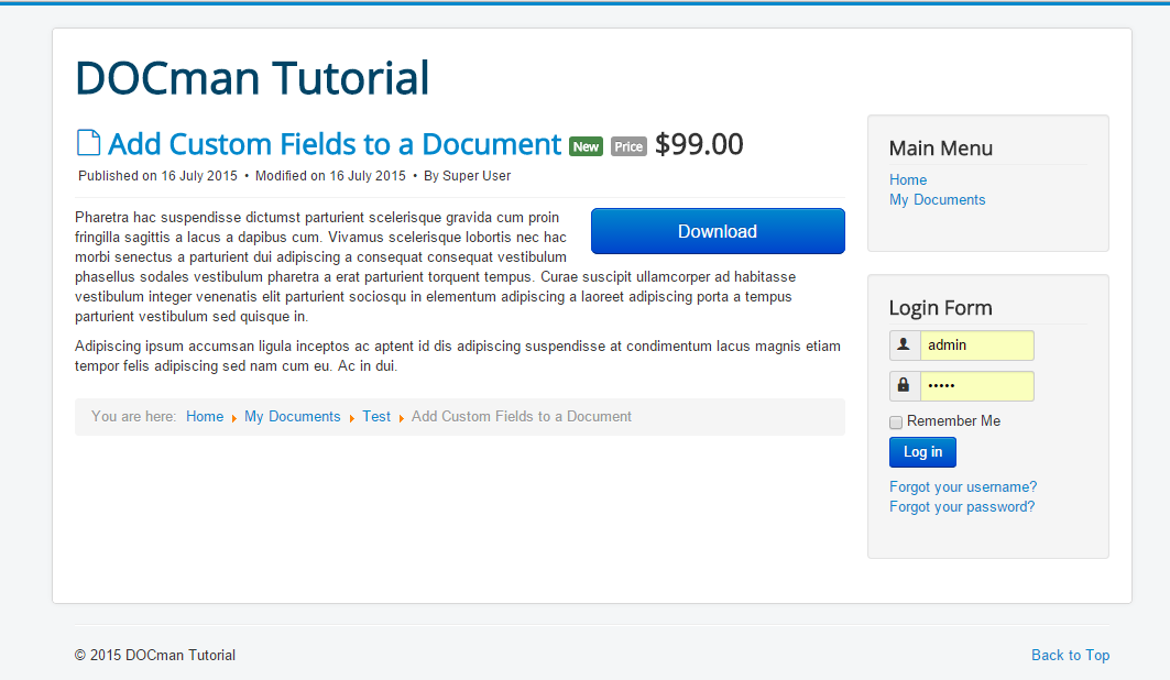 Custom Price Field in DOCman