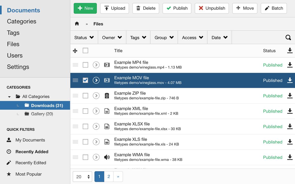 DOCman is the best document & download manager extension for Joomla