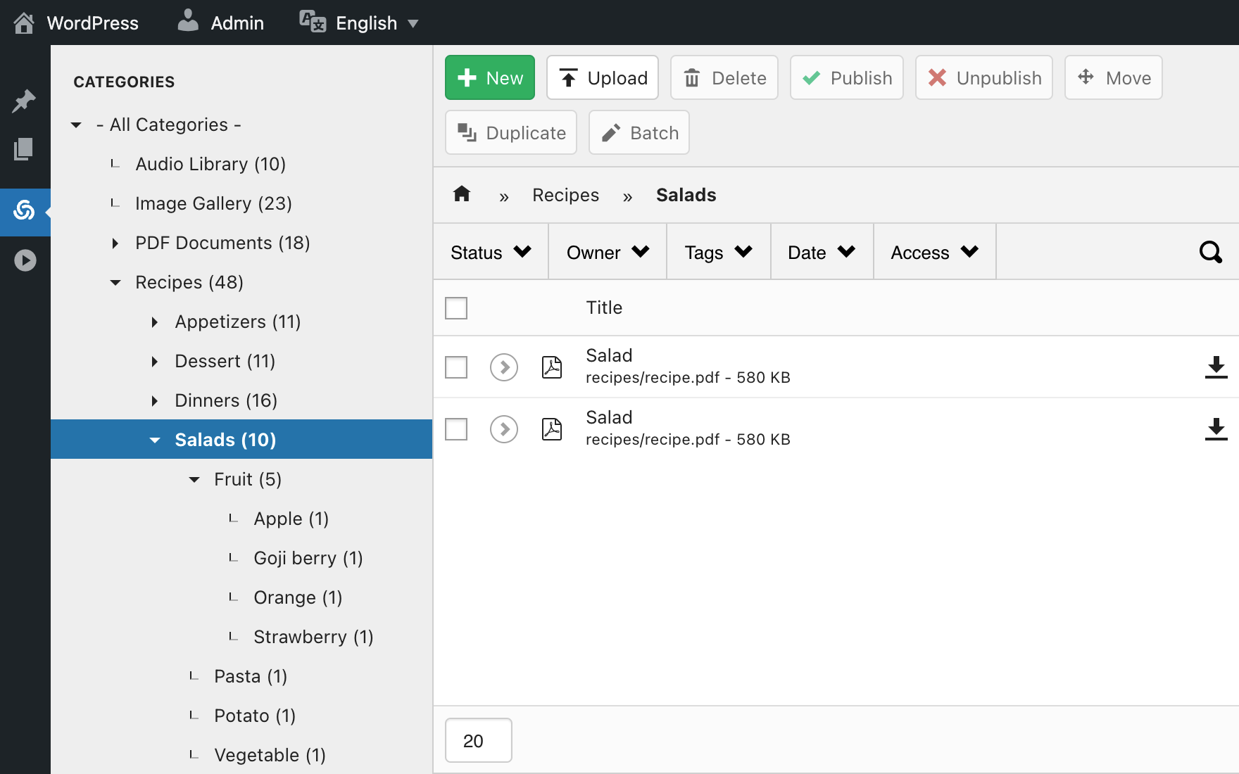 Unlimited nested categories for your documents